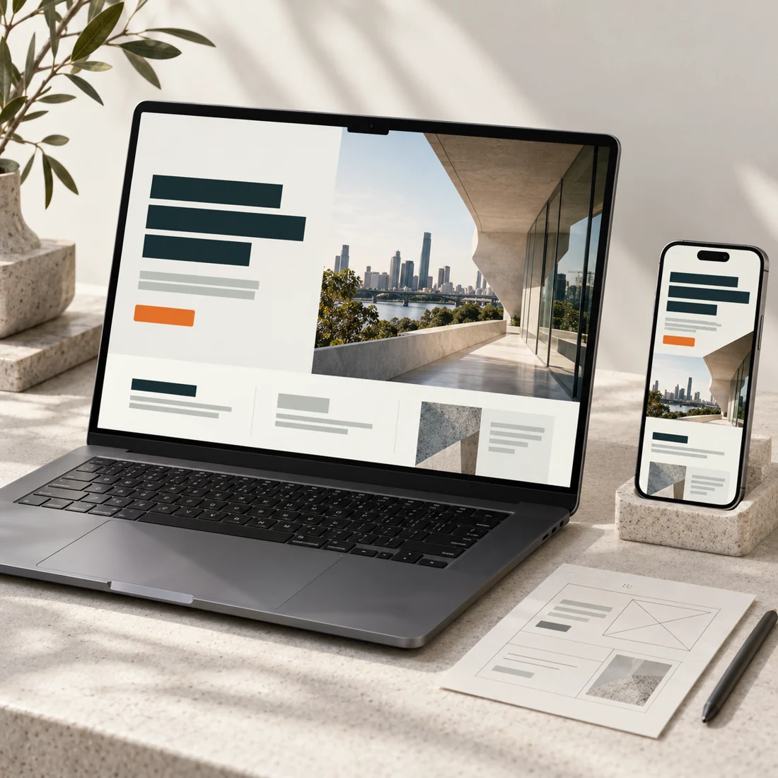 Illustration of responsive website layouts, not client portfolio work